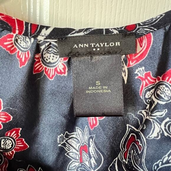 Anne Taylor floral print blouse Sleeveless Small Blue Red White - Picture 5 of 9